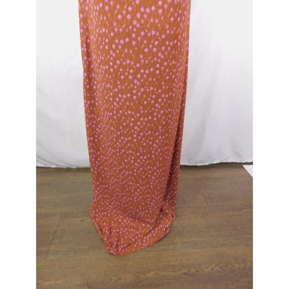No Boundaries Dress Womens XL Rust Pink Floral Maxi Spaghetti Strap Tie Front - Picture 6 of 11